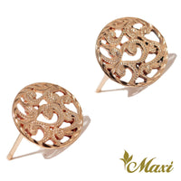 [14K Gold] Round Cut Work Scroll Pierced Earring *Made-to-order*(E0134-stud)