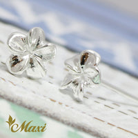 [Silver 925]  - Petite Hawaiian Plumeria Flower Pierced Earring*Made-to-order*(E0206)