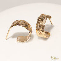 [14K Gold] 6mm Width Scallop Edged Hoop Pierced Earring *Made-to-order* (E0241 cutout)