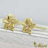 [14K Gold] Matte Plumeria Flower Pierced Earring with Diamond*Made-to-order*(E0215)