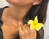 [14K Gold] Matte Plumeria Flower Pierced Earring with Diamond*Made-to-order*(E0215)