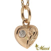 [14K Gold] Diamond Heart Pendant-Hand Engraved Traditional Hawaiian Design*Made-to-order* (H0023 Dia)