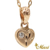 [14K Gold] Heart Pendant with Diamond-Hand Engraved Traditional Hawaiian Design*Made-to-order* (H0107)