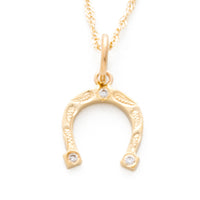 14K Yellow Gold Horseshoe Pendant with Diamond