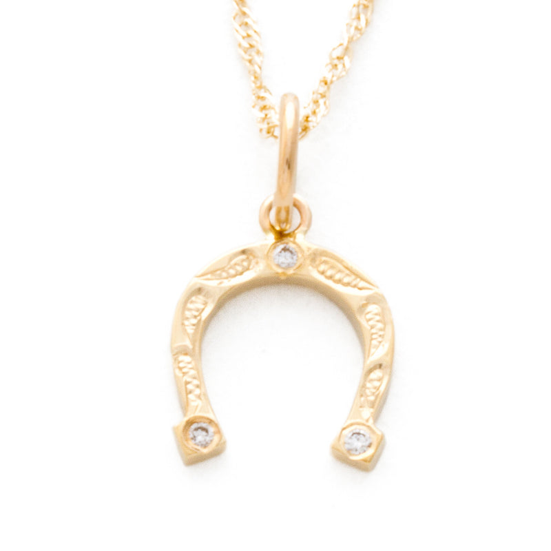 14K Yellow Gold Horseshoe Pendant with Diamond