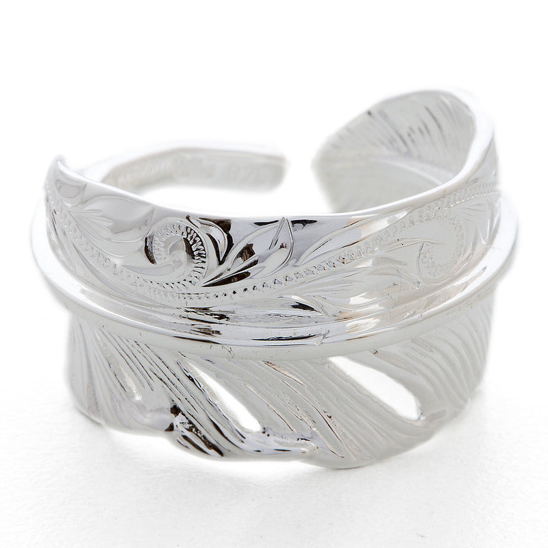 Silver 925 Wide Feather Ring