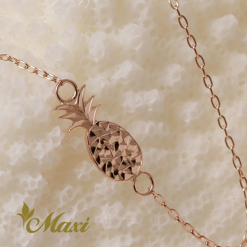 [14K Pink Gold] Pineapple Charm Bracelet/Anklet (B0594)