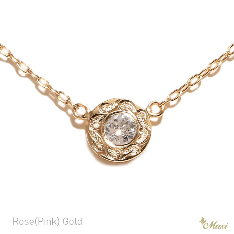 [14K Gold] 6.3mm Round Necklace and 0.1ct Diamond*Made-to-order*(N0332-6.3mm)