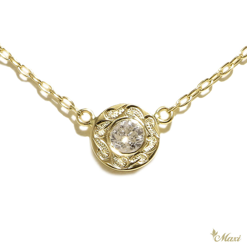 [14K Gold] 6.3mm Round Necklace and 0.1ct Diamond*Made-to-order*(N0332-6.3mm)