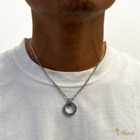 [Black Chrome Silver 925] -Hawaiian Engraved Circle Pendant Large (P0128)