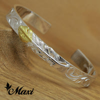 [Silver 925] Feather Bangle Bracelet (B0424)6mm