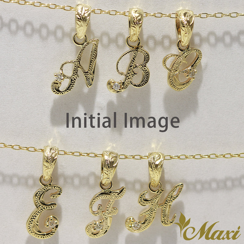 [14K Gold] Initial Pendant Small with Diamond [Made to Order] (P0628)