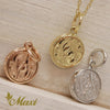 [14K Gold] PoePoe Round Pendant Small-Hand Engraved Traditional Hawaiian Design (P0901)