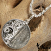 Half Mercury Dime Pendant-Hand Engraved Traditional Hawaiian Design [Silver 925]