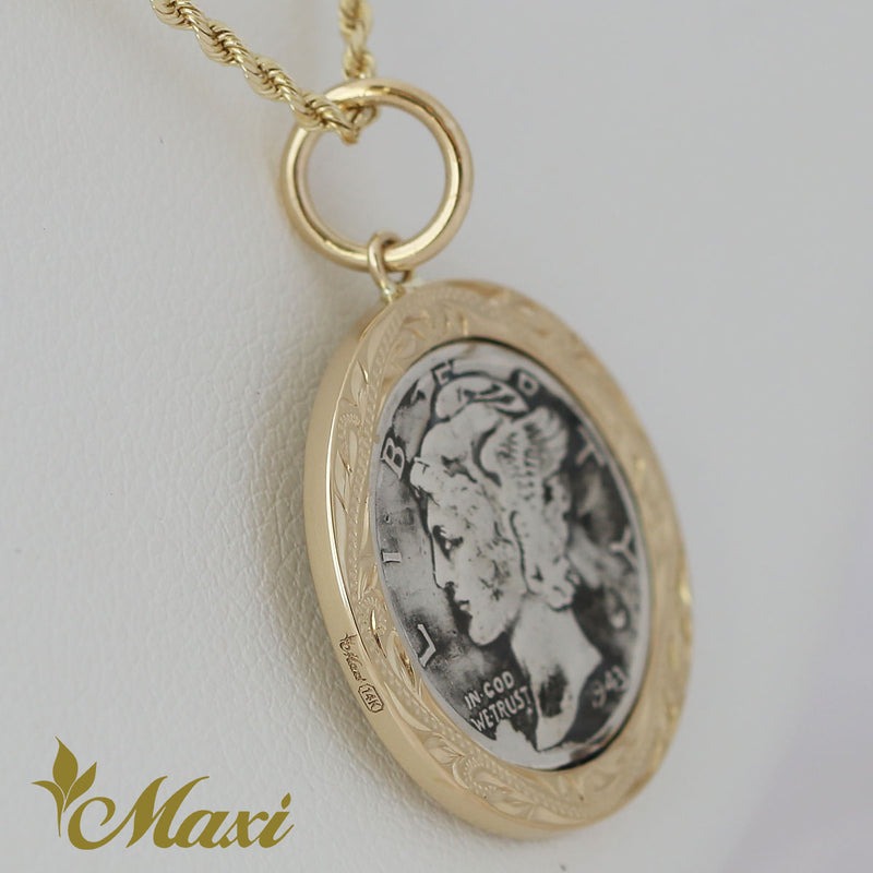 Spinning Mercury Dime Pendant-Large [14K Gold]