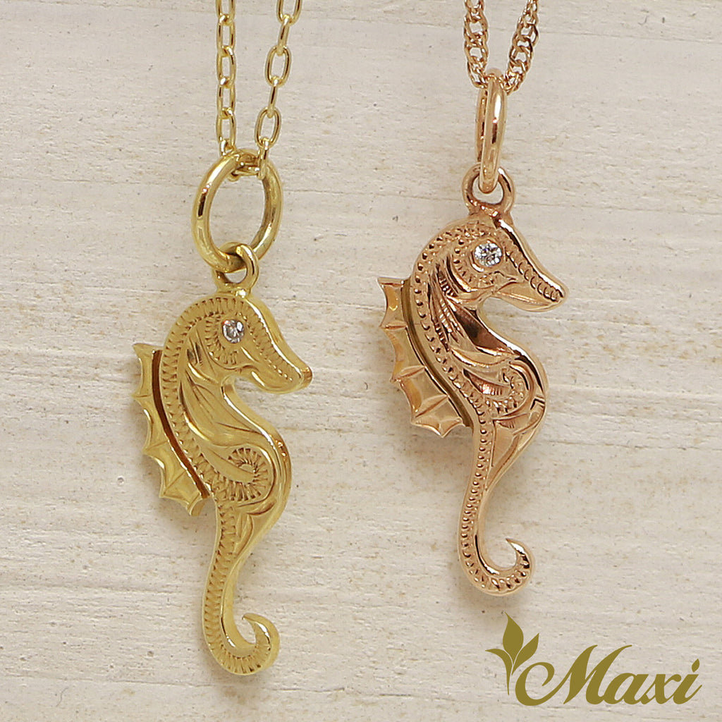 Seahorse and Shell Necklace Sterling Silver and Rose Gold Vermeil – Lime  Tree Design
