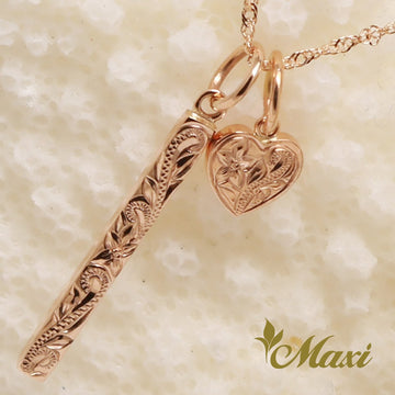 14K18K Gold] Petite Bar Pendant with charm *Made-to-order*(P0960+H012 – Maxi  Hawaiian Jewelry マキシ ハワイアンジュエリー ハワイ本店