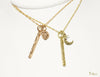 [14K/18K Gold]  Petite Bar Pendant with charm *Made-to-order*(P0960+H0129 Set)