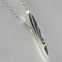 [Silver 925] Surfboard Pendant-Black Enamel (P1008Blk)