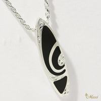 [Silver 925] Surfboard Pendant-Black Enamel (P1008Blk)