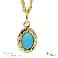 [14K Gold] Turquoise Pendant-Extra Small 9.5mm x 7mm*Made-to-order*(P1261)