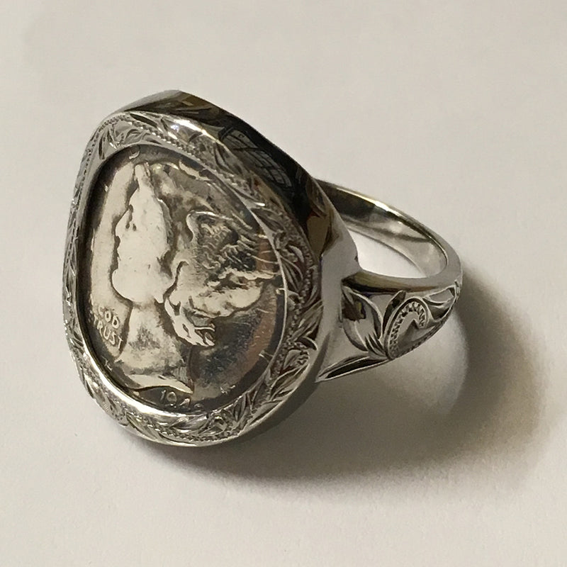 Black Chrome Mercury Dime Wrap Ring