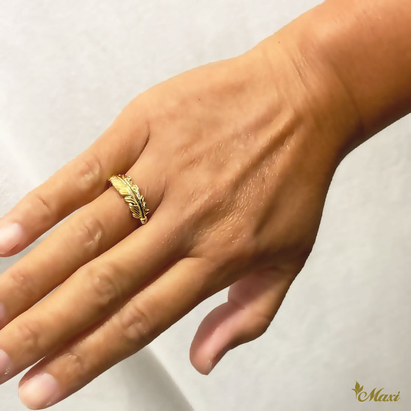 [14K Gold] Feather Ring  *Made to order* (R0650)