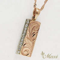 [14K Gold] 8mm Bar Pendant with 11pc Diamonds [Made to Order]