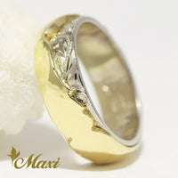 Two Tone Hawaiian Whale Tail Ring/ 6mm Width [14K Gold]