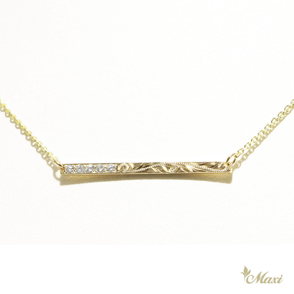 14K Gold] Diamond Flat Bar Necklace *Made-to-order*Newest