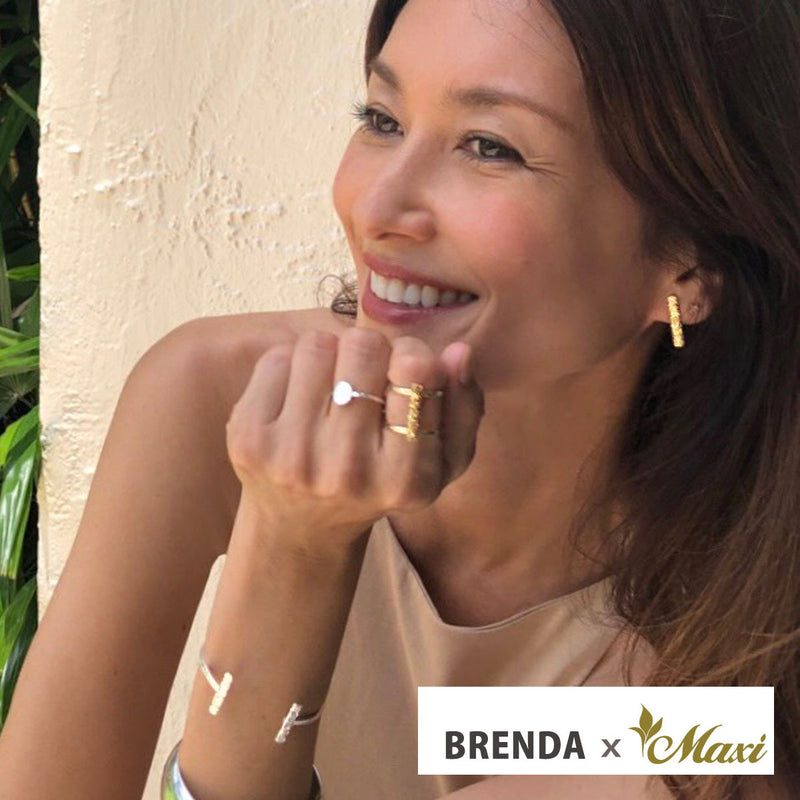 [14K Gold] Brenda x Maxi Scallop Edged Bar Pierced Earring *Made-to-order* (E0237)