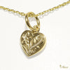 [14K Gold] Heart Pendant Large-Hand Engraved Traditional Hawaiian Design (H0128)