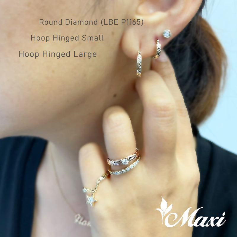 [14K Gold] Round Diamond Pierced Earring (LBE P1165)