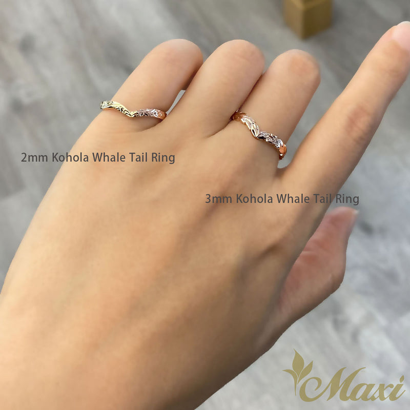 [14K/18K Gold] 3mm Kohola Whale Tail Ring*Made to Order*