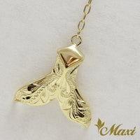 [14K Gold] 45cm Rosary Style Necklace - Whale Tail Charm  *Made-to-order*(N0347-45cm)