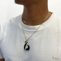 [14K/18K Gold] Black Jade Hawaiian Fishhook-Large (P01315)