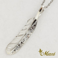 [14K Gold] Feather Pendant Small-Hand Engraved Traditional Hawaiian Design*Made-to-order* (P1184)