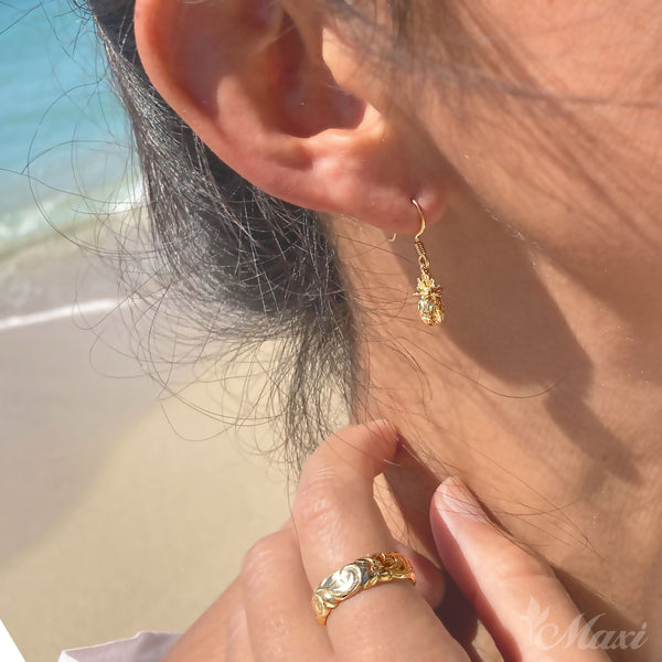 [14K Gold] 3D Pineapple Hook Pierced Earring*Made-to-order 