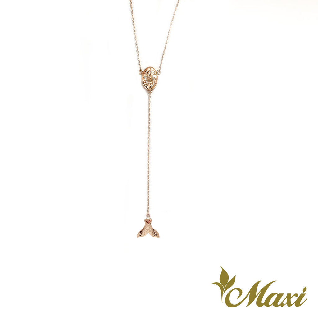 [14K Gold] 45cm Rosary Style Necklace - Whale Tail Charm  *Made-to-order*(N0347-45cm)　14金　ロザリー　ネックレス　クジラ