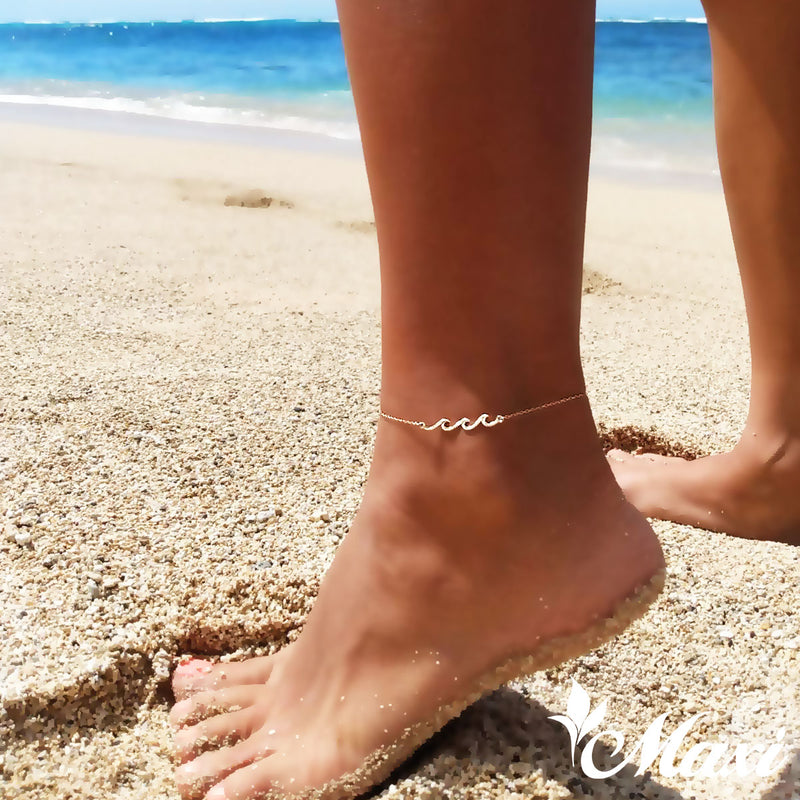 [14K Gold] Triple Nalu Wave Anklet*Made to order*