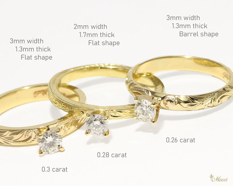 0.28ct Diamond 2mm/Flat Ring - Fashion/ Engagement [14K/18K Gold]