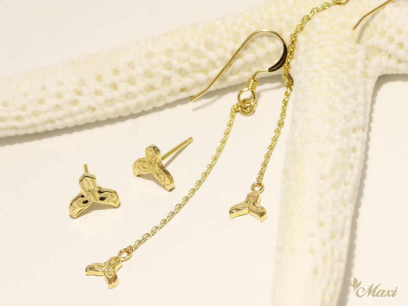 [14K Gold] Kohola Whale Tail Chain pierced earring (TRD-E2)